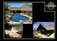 Pool house and pool design and construction with flagstone paving.